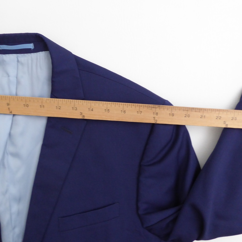 Charles Tyrwhitt Mens Blazer Blue Slim Fit Super 100s Wool Size 44R - Picture 8 of 12
